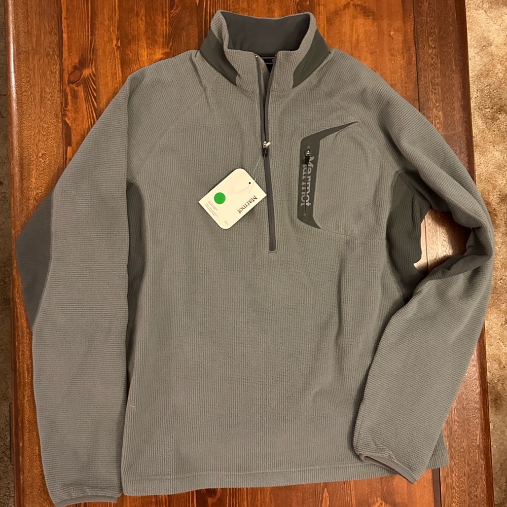 New Men’s Marmot half zip micro fleece - Grey - Medium